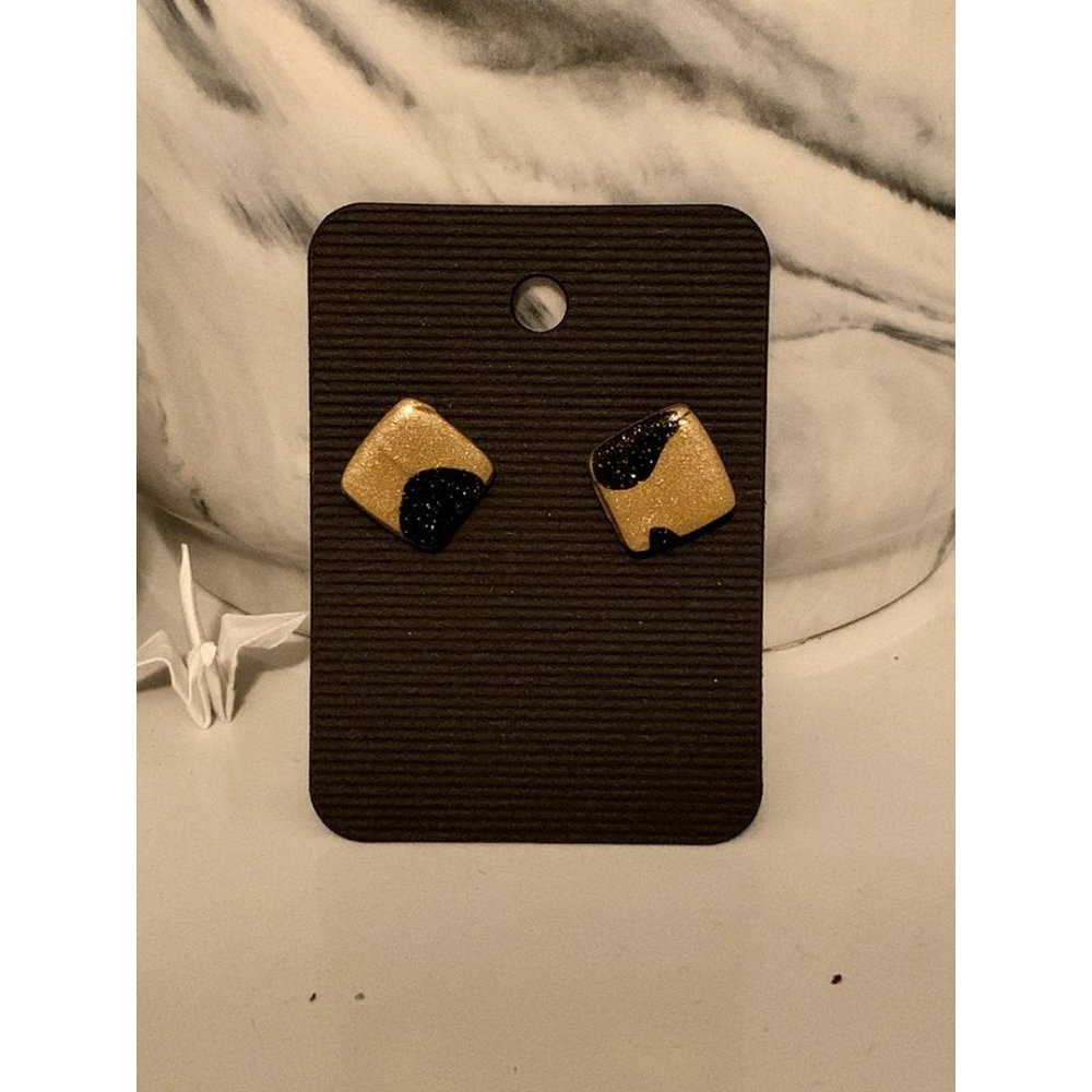 Leopard Black & Gold Clay earrings